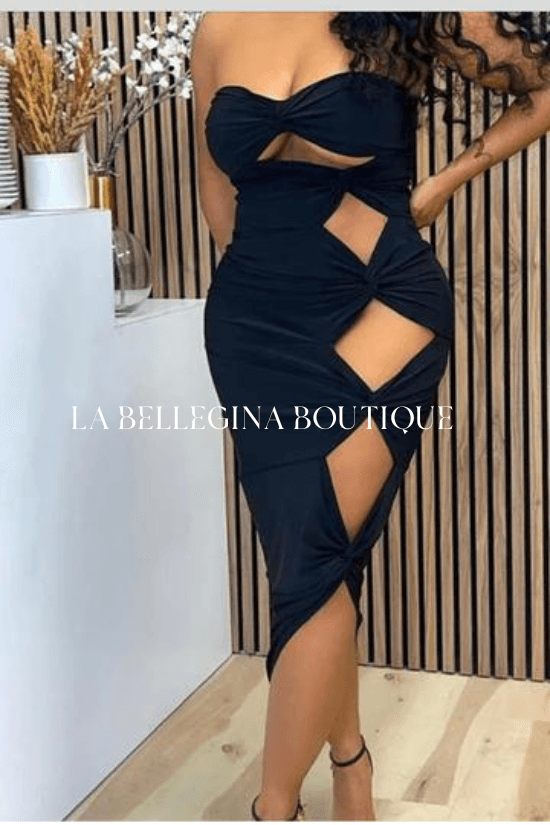 Lola sexy cut out solid color strapless dress - La Belle Gina Boutique