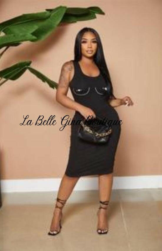 LOLA U neck sleeveless bodycon dress - La Belle Gina Boutique