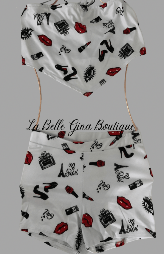 Lora sleeveless halter neck shorts set - La Belle Gina Boutique