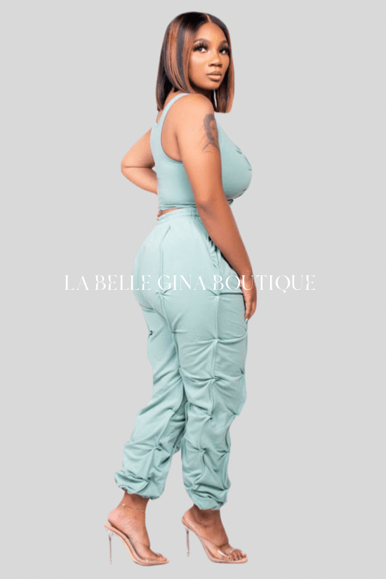 LORA two piece camisole crop top and pants set - La Belle Gina Boutique
