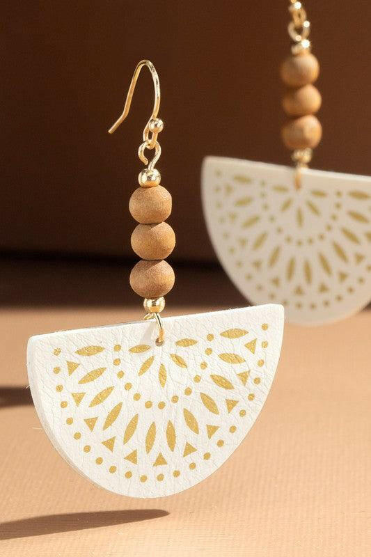 Lora wood bead accent dangle drop earrings-Taupe - La Belle Gina Boutique