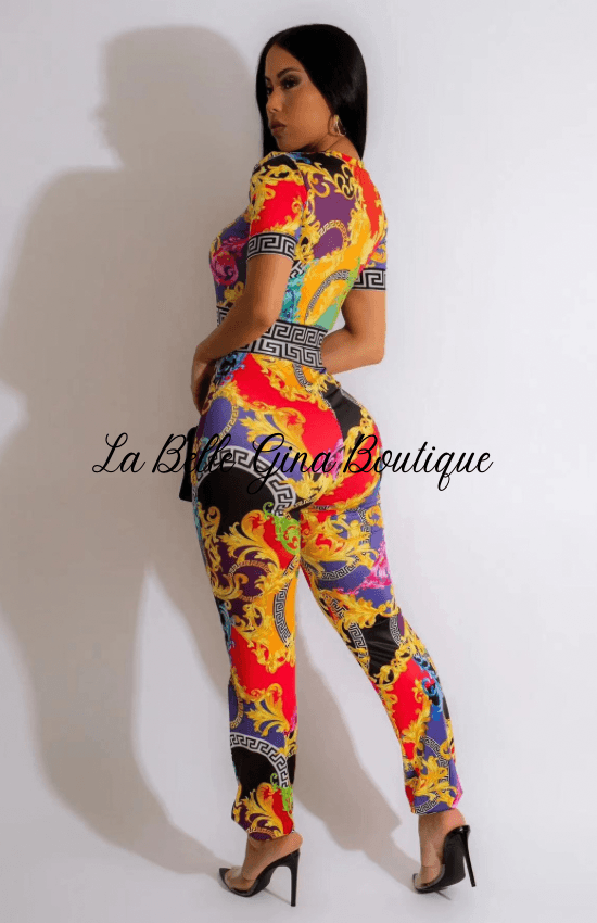 Lucie summer Fashion print short sleeve Set - La Belle Gina Boutique