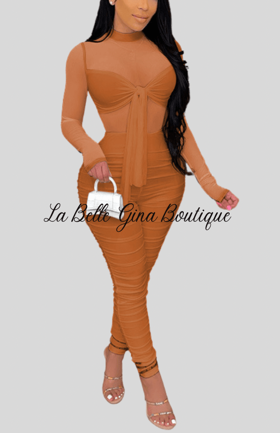MARIA mesh long sleeve jumpsuit - La Belle Gina Boutique