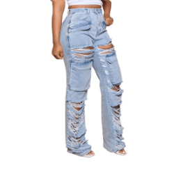 Marlie Loose High Waist Wide Leg Ripped Jeans - La Belle Gina Boutique