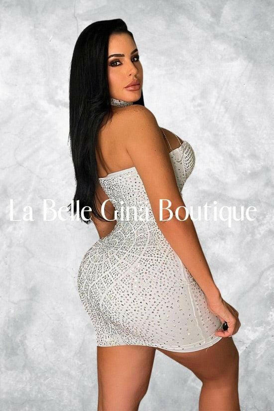 Mirtha tight chest tassel hot drill dress-white - La Belle Gina Boutique
