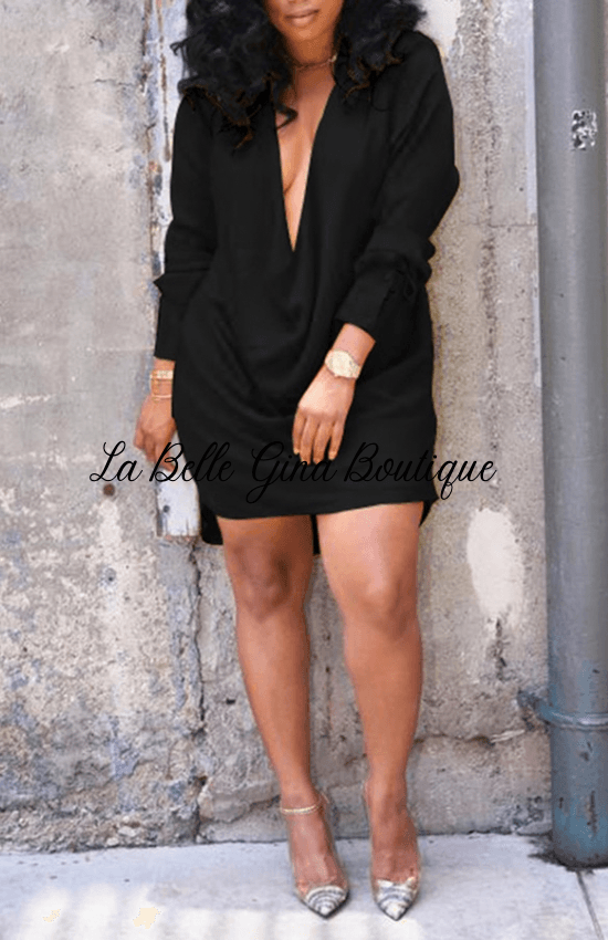 MYA nightclub low cut deep v sexy dress - La Belle Gina Boutique