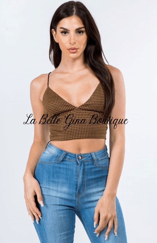 MYA sleeveless V nexk printed crop top - La Belle Gina Boutique