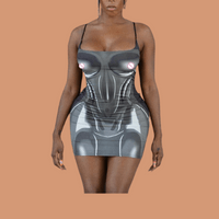 NELLE sexy suspender backless 3D body print dress - La Belle Gina Boutique