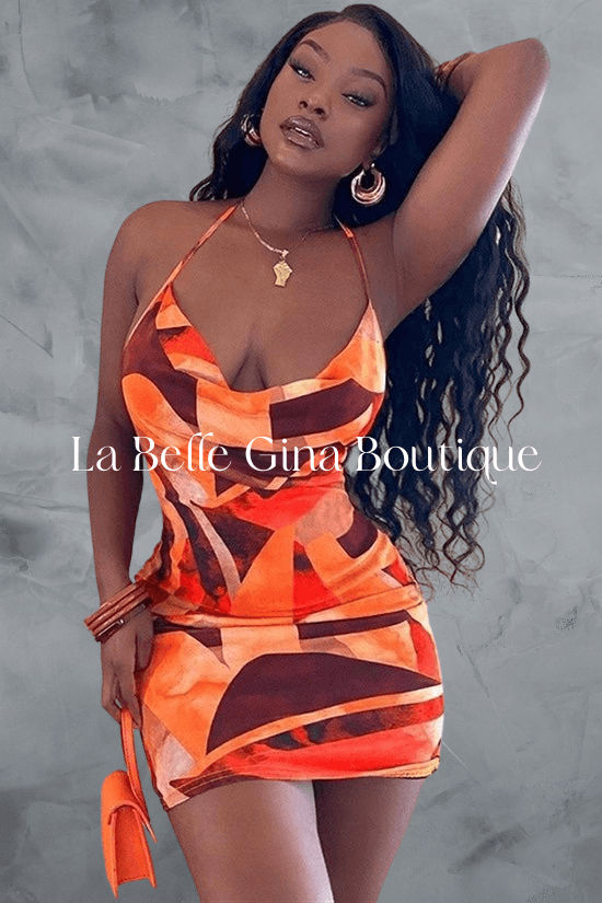 NIA halter open back mini dress - La Belle Gina Boutique