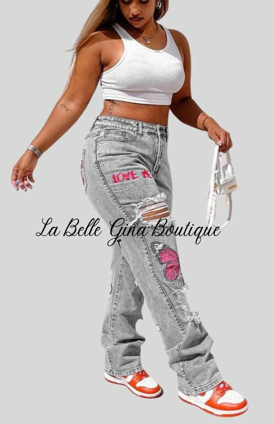 Nia hole fashion jeans - La Belle Gina Boutique