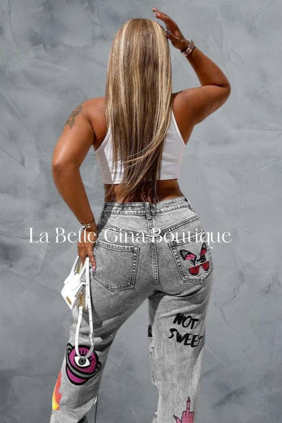 Nia hole fashion jeans - La Belle Gina Boutique