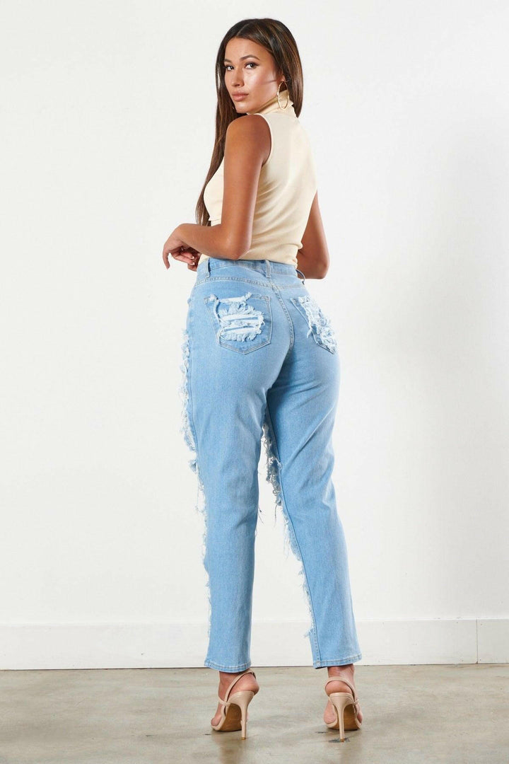 Nita distressed straight Jeans. - La Belle Gina Boutique