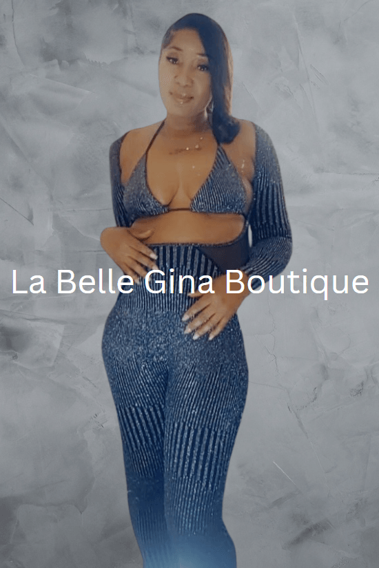 Nita Long sleeves open front jumpsuit halter bikini 2 piece set. - La Belle Gina Boutique