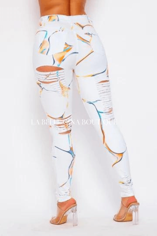 NITA printed denim skinny jeans - La Belle Gina Boutique