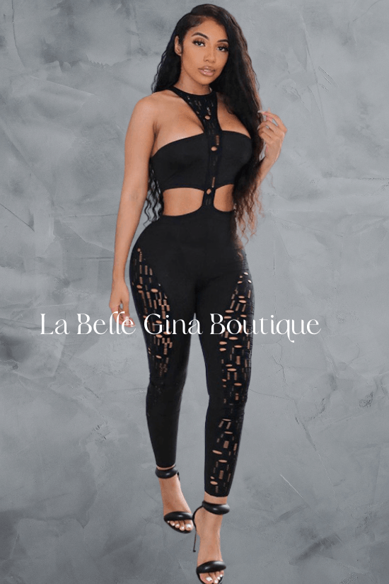Rosie sexy sleeveless cutout skinny hip lift bodysuit - La Belle Gina Boutique
