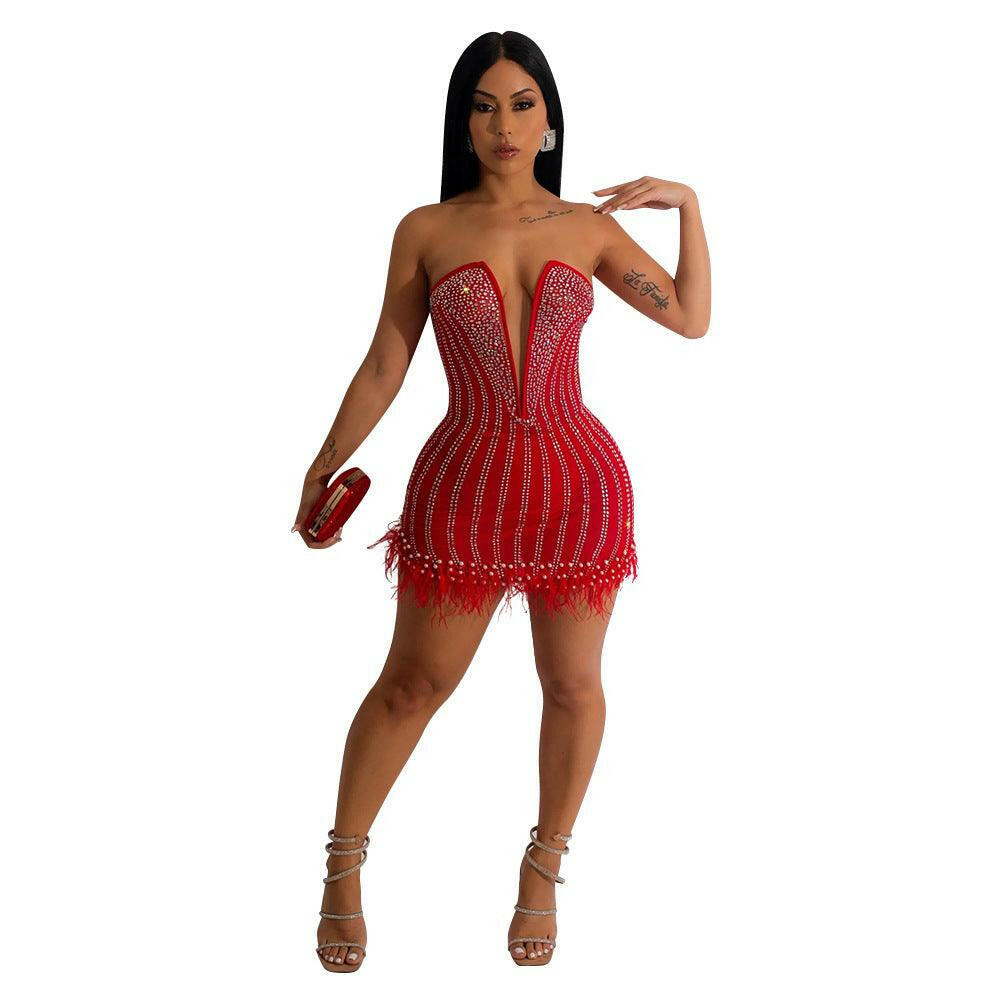 Sabrina Red mini dress - La Belle Gina Boutique