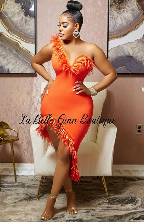 Sara Orange Sleeveless mini dress - La Belle Gina Boutique