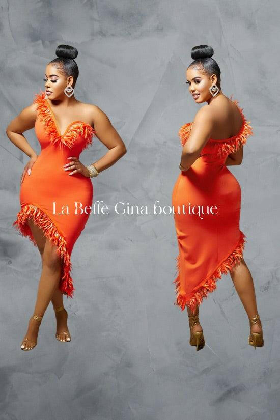 Sara Orange Sleeveless mini dress - La Belle Gina Boutique