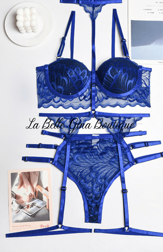 Sara Three-piece cup Push up bra Lingerie-Black - La Belle Gina Boutique