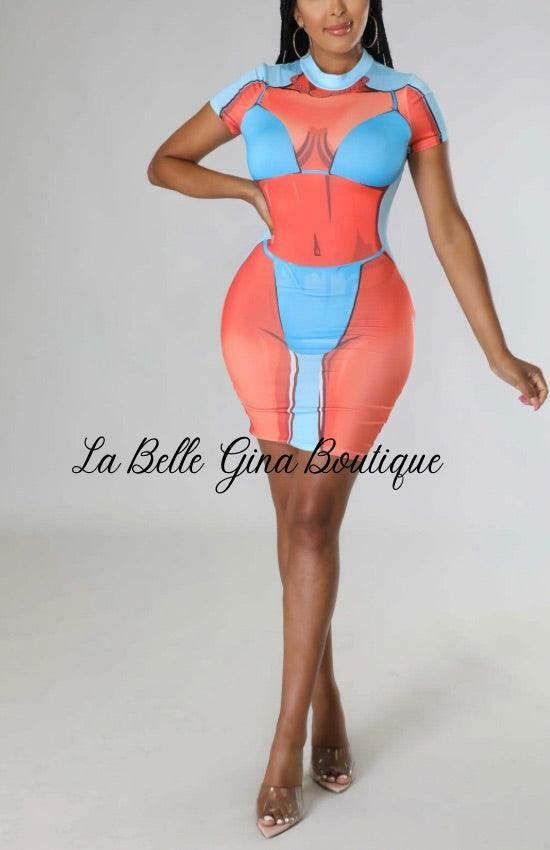 Sasha printing underwear outer wear dress - La Belle Gina Boutique