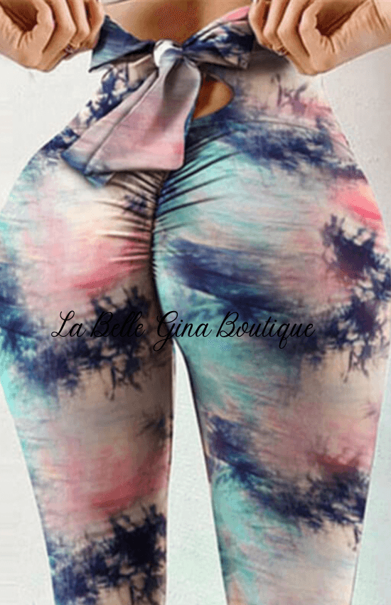 SASHA tight graphic bowknot leggings - La Belle Gina Boutique