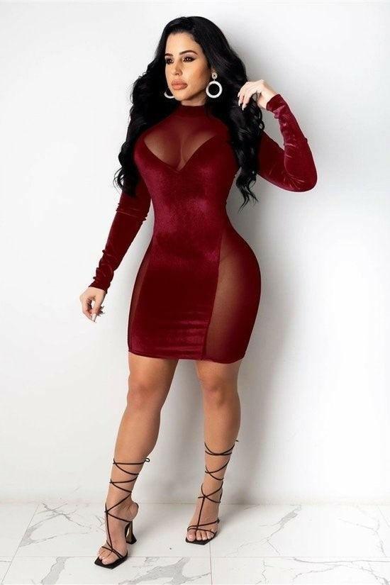 velvet mesh mini dress Miss Circle Azalea Black Velvet Mesh Long Sleeve Dress M