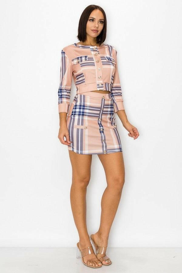SOFIE long sleeves top and skirt set - La Belle Gina Boutique