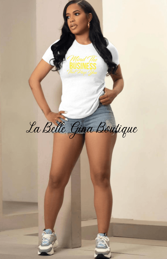 Summer Letter print short sleeve round neck T-shirt - La Belle Gina Boutique