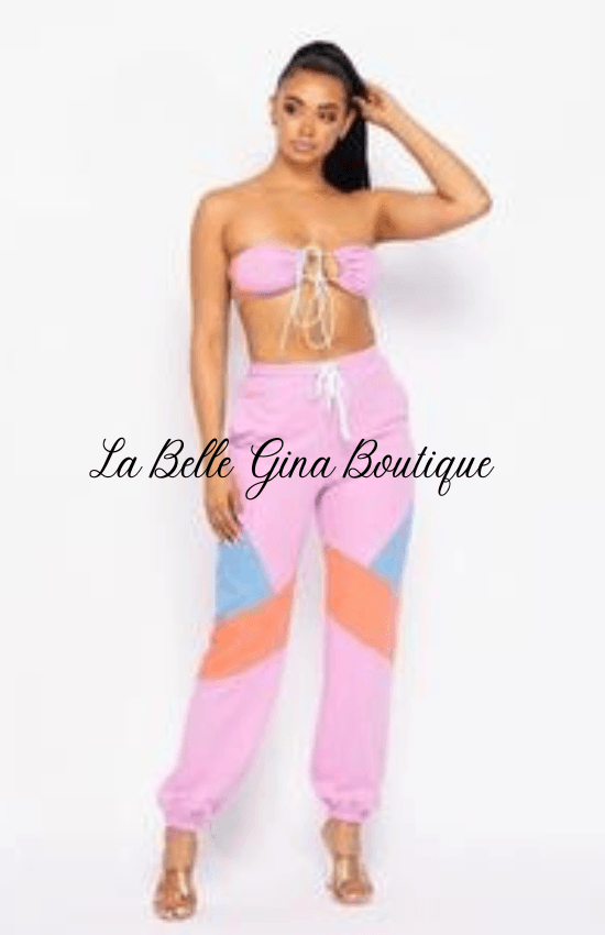 TERRY two piece set bralette with joggers - La Belle Gina Boutique