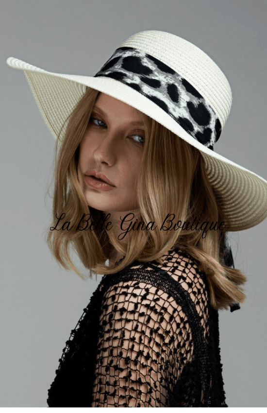 Tropical Ivory Print Bow Sun Hat - La Belle Gina Boutique
