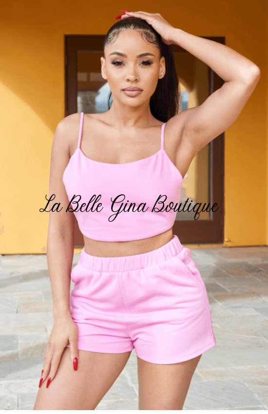 VEVE adjustable back cut out top and short set - La Belle Gina Boutique