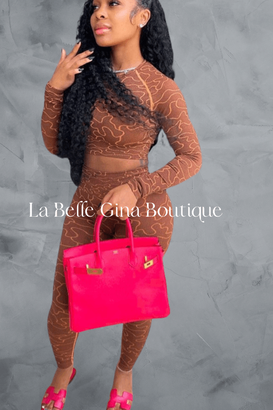 VEVE printed round neck long sleeves and legging set - La Belle Gina Boutique